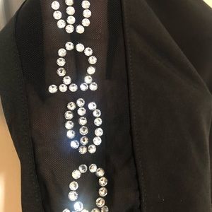 Bebe dress w Embellished  rhinestoned sleeves